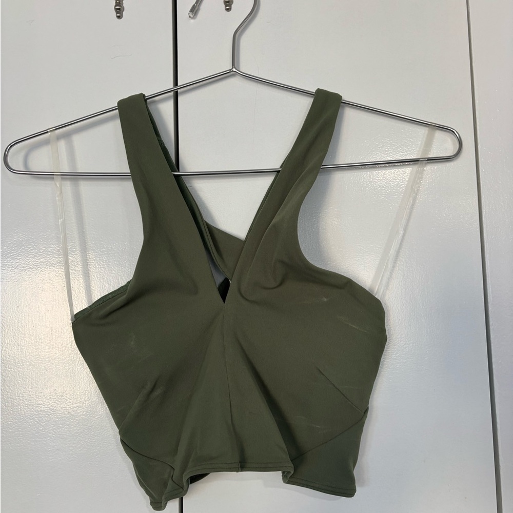 Lululemon Athletica Olive Green Cross-Back Tank Top
